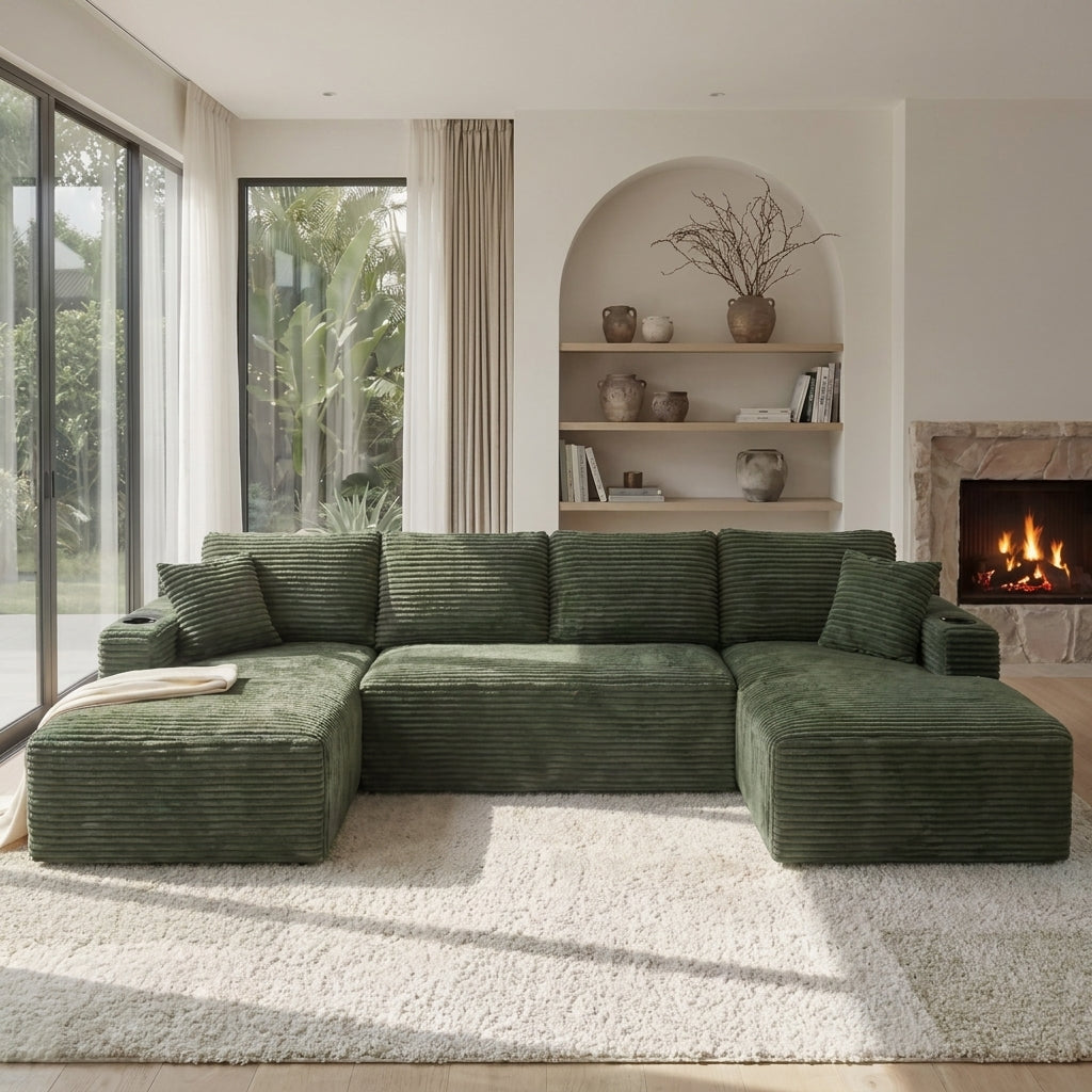 Cloud Sofa | 125" Modular U-Shape Boneless Cloud Couch with Double Chaise — product view 3