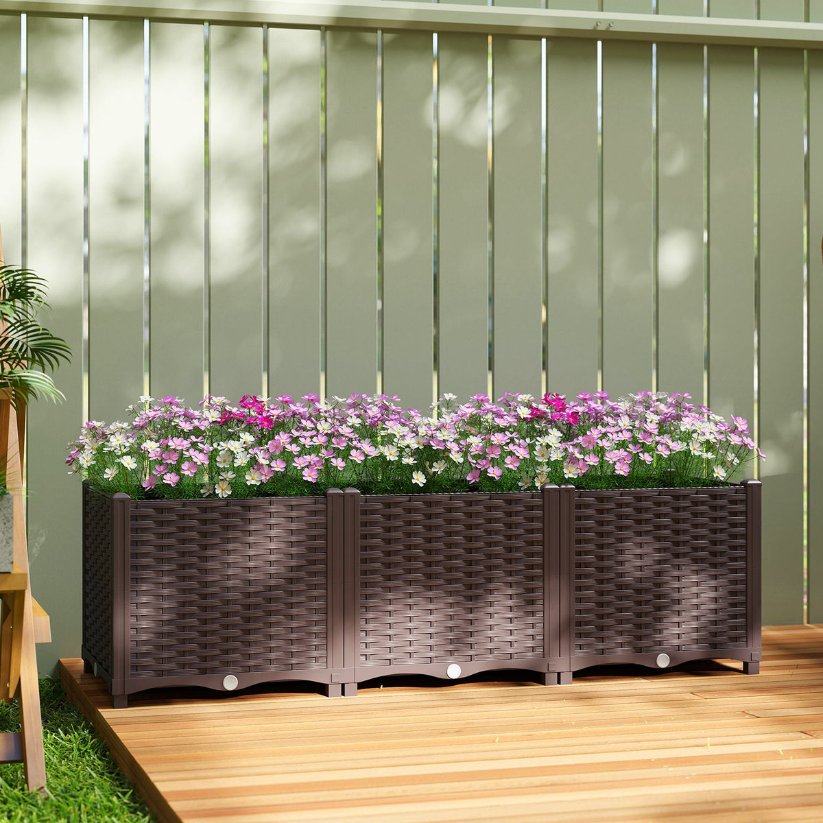 Self Watering Plastic Raised Garden Bed with Legs, 120 x 40 x 37 cm — product view 3