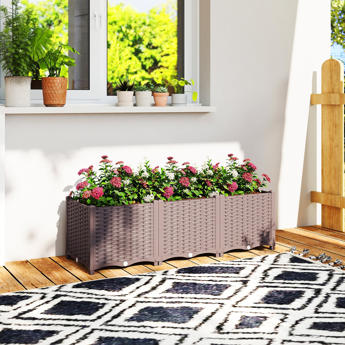 Self Watering Plastic Raised Garden Bed with Legs, 120 x 40 x 37 cm — product view 4