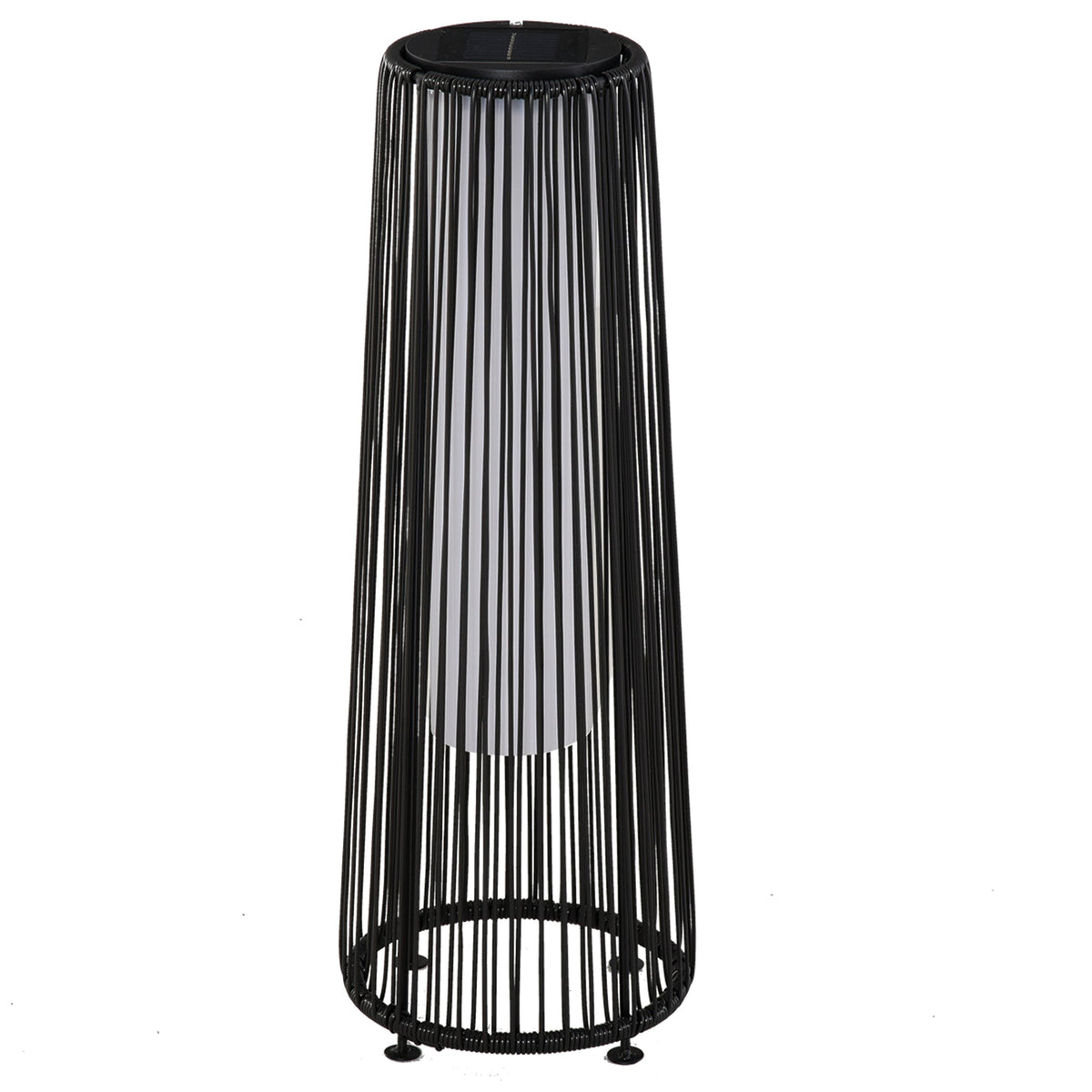 24" Wicker Solar Floor Lamp with Auto On/Off LED Lights, Black — product view 1