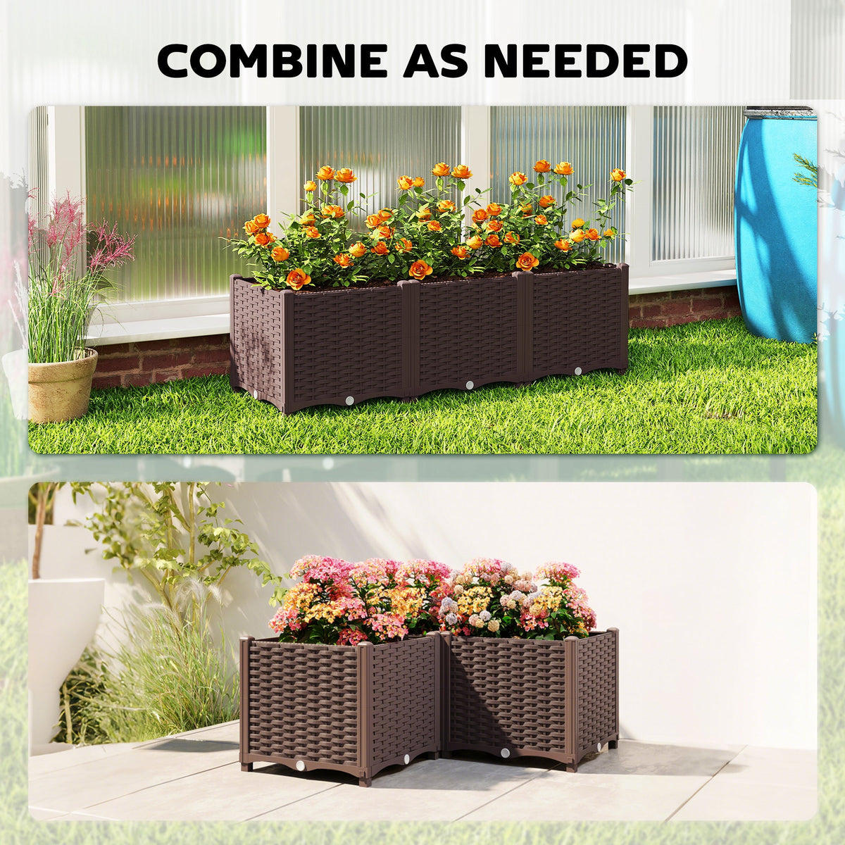 Self Watering Plastic Raised Garden Bed with Legs, 120 x 40 x 37 cm — product view 6