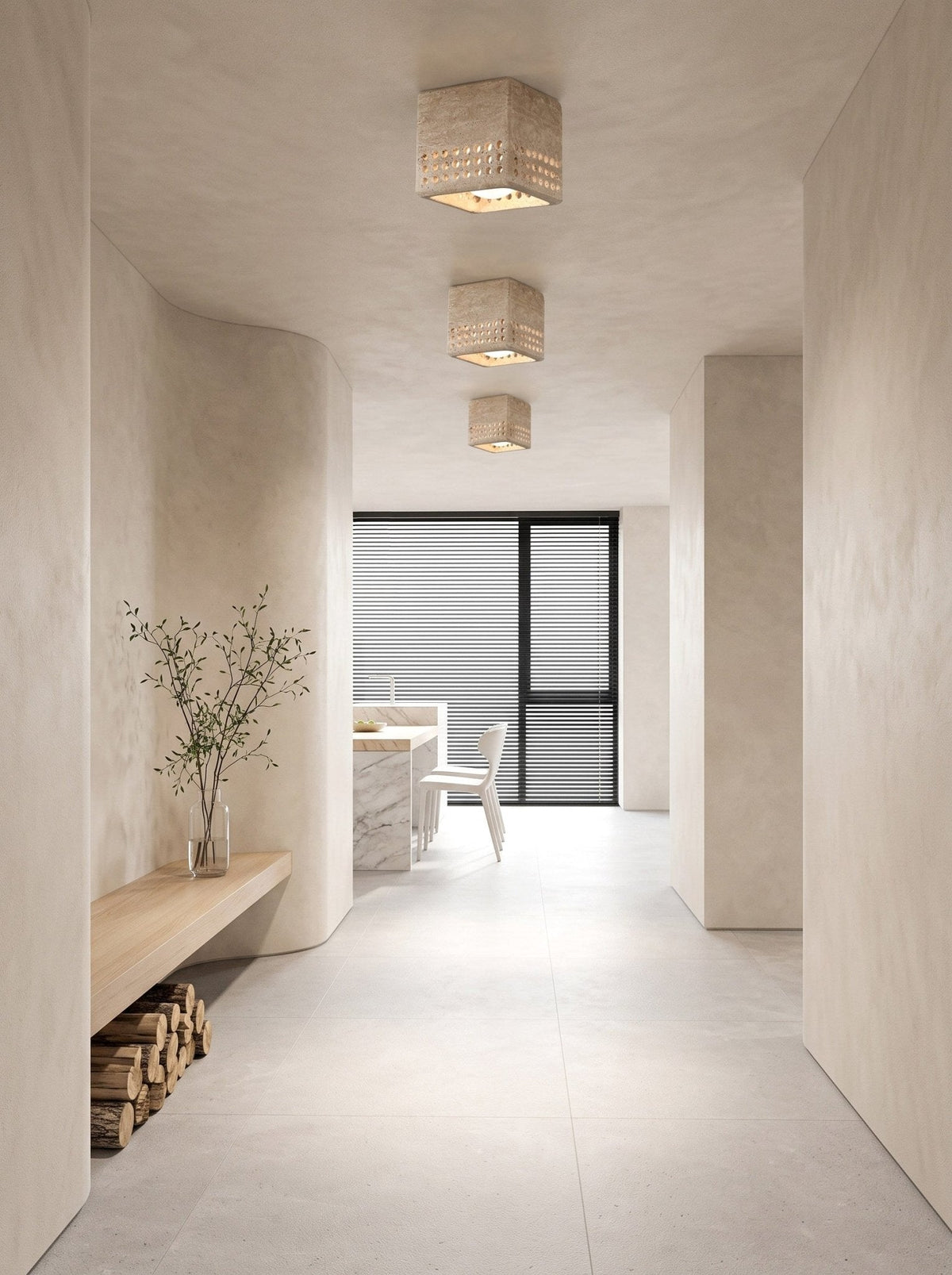 Grotto Travertine Flush Mount Light — product view 6