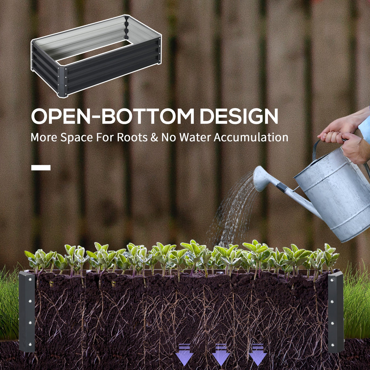 Galvanized Raised Garden Bed, 4' x 2' x 1' Metal Planter Box, for Growing Vegetables, Flowers, Herbs, Succulents, Gray — product view 7