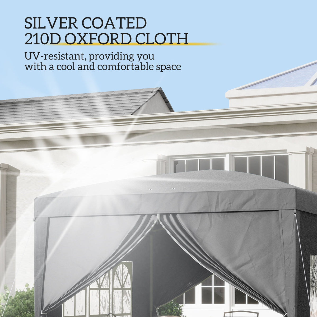 10' x 10' Pop-Up Party Tent Canopy with Carrying Bag, Grey — product view 6