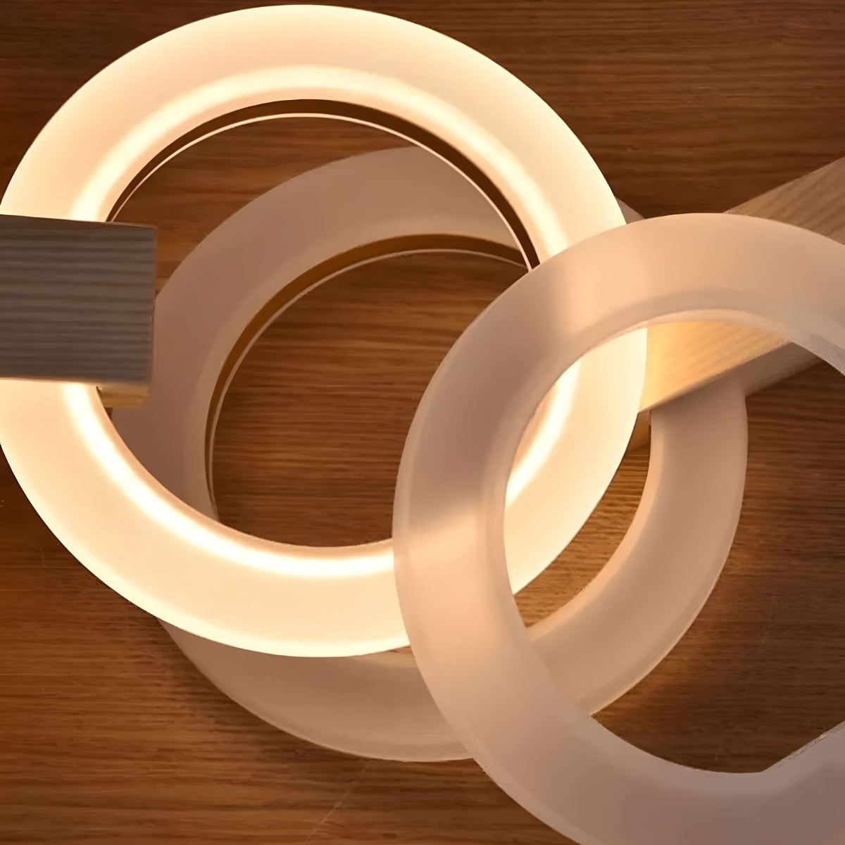 HALO Wood Ring LED Chandelier Dimmable Dining Room Living Room Staircase — 1 to 5 Rings — product view 4