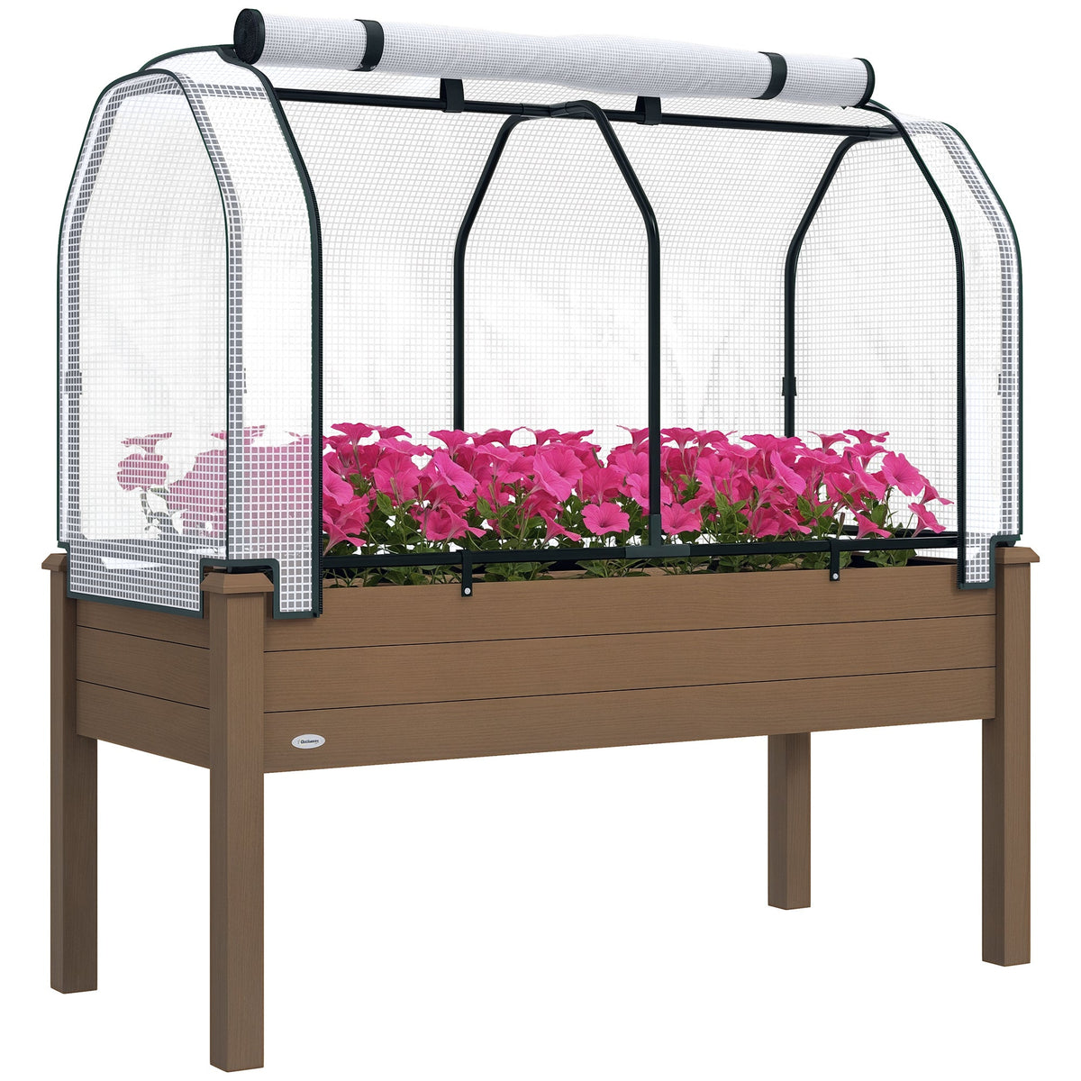 48" x 22" x 46" Raised Garden Bed with PE Cover, Brown — product view 1