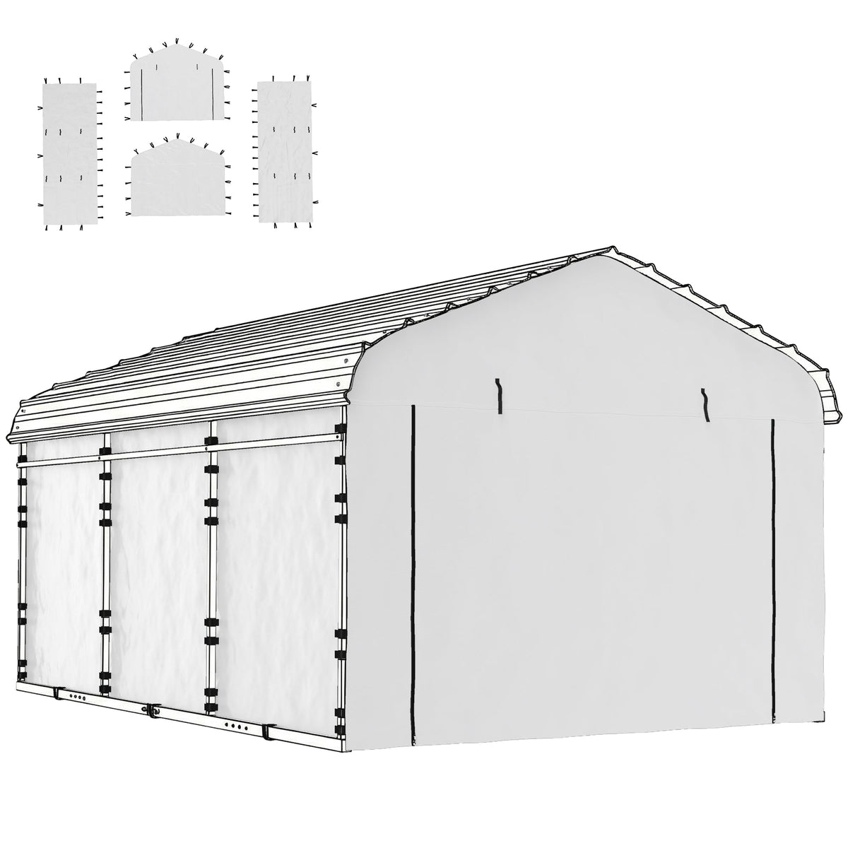 Carport Sidewall Panels Set of 4 for 12' x 20' Carports, White — product view 2
