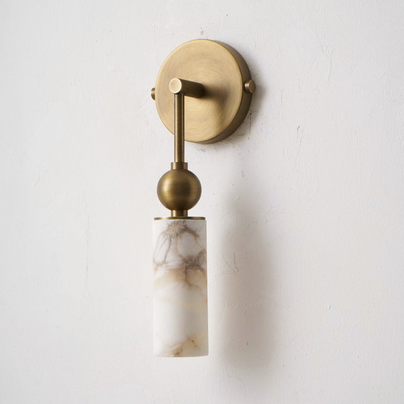 Harlin Alabaster Wall Lamp Brass Black Nickel Hallway Bedroom Bathroom — 1 to 2 Heads — product view 1