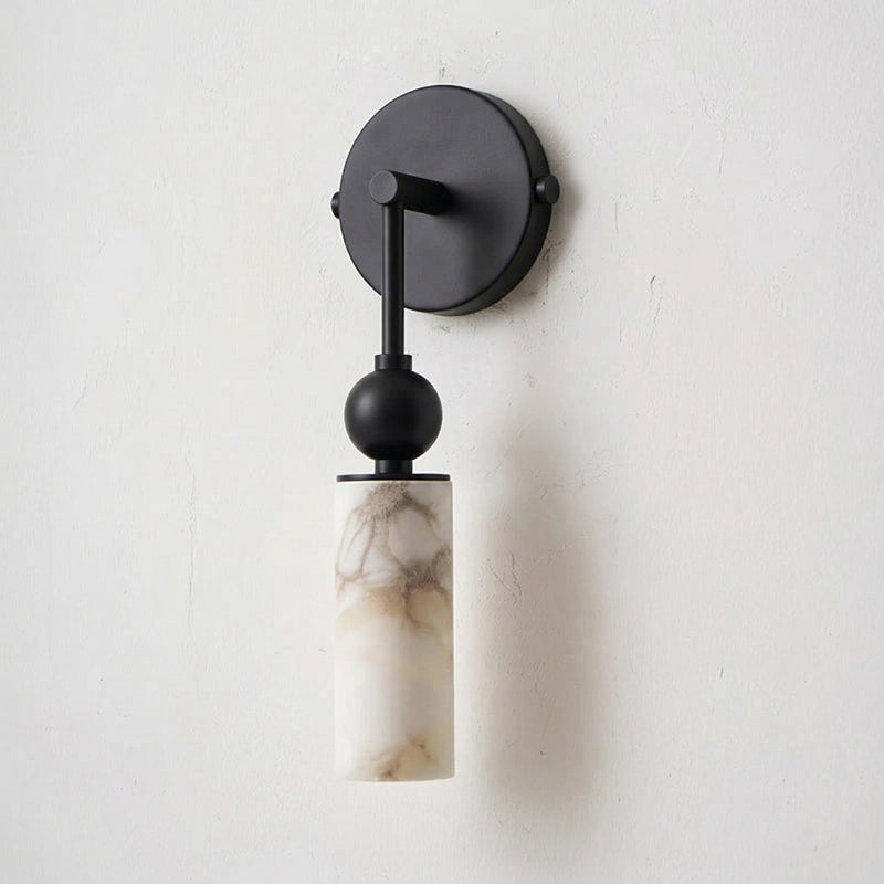 Harlin Alabaster Wall Lamp Brass Black Nickel Hallway Bedroom Bathroom — 1 to 2 Heads — product view 2
