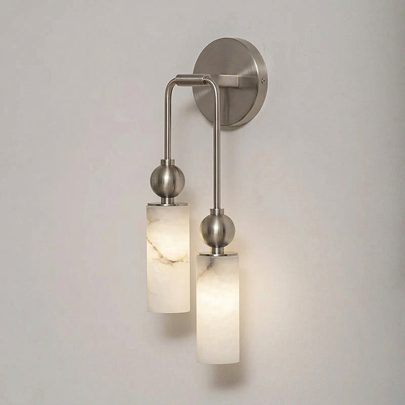 Harlin Alabaster Wall Lamp Brass Black Nickel Hallway Bedroom Bathroom — 1 to 2 Heads — product view 6
