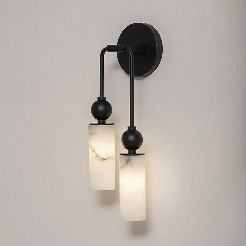 Harlin Alabaster Wall Lamp Brass Black Nickel Hallway Bedroom Bathroom — 1 to 2 Heads — product view 5