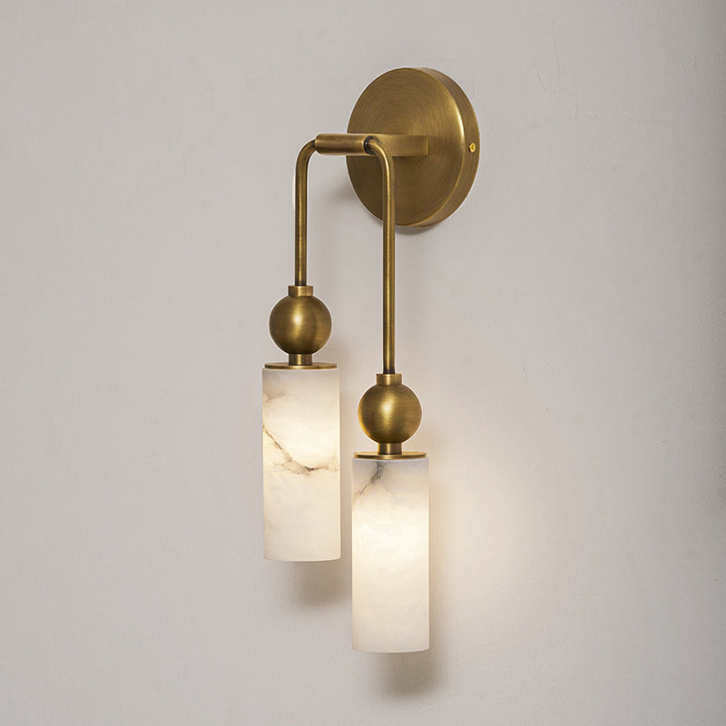 Harlin Alabaster Wall Lamp Brass Black Nickel Hallway Bedroom Bathroom — 1 to 2 Heads — product view 4