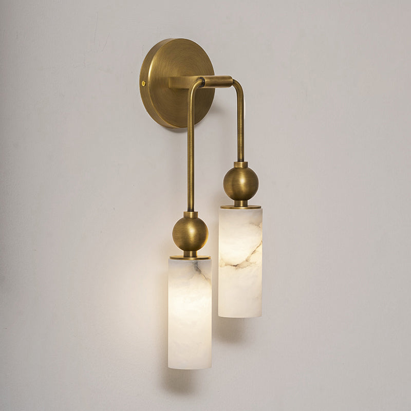 Harlin Alabaster Wall Lamp Brass Black Nickel Hallway Bedroom Bathroom — 1 to 2 Heads — product view 7