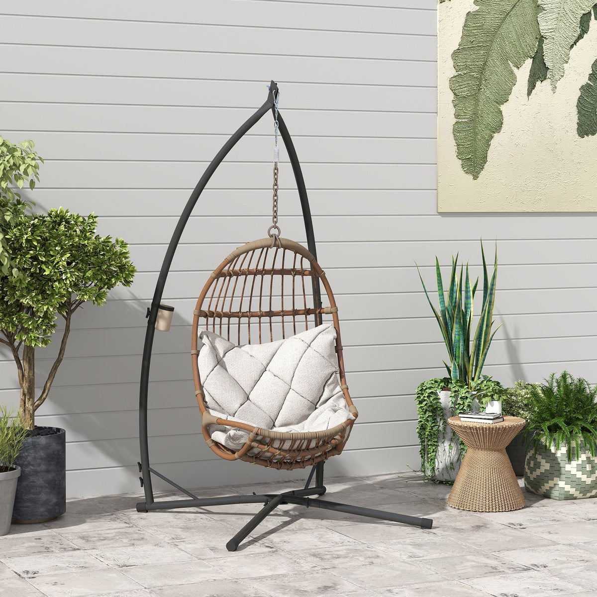 Hammock Chair Stand with X-Shaped Base, 150 KG Load Capacity, Black — product view 3