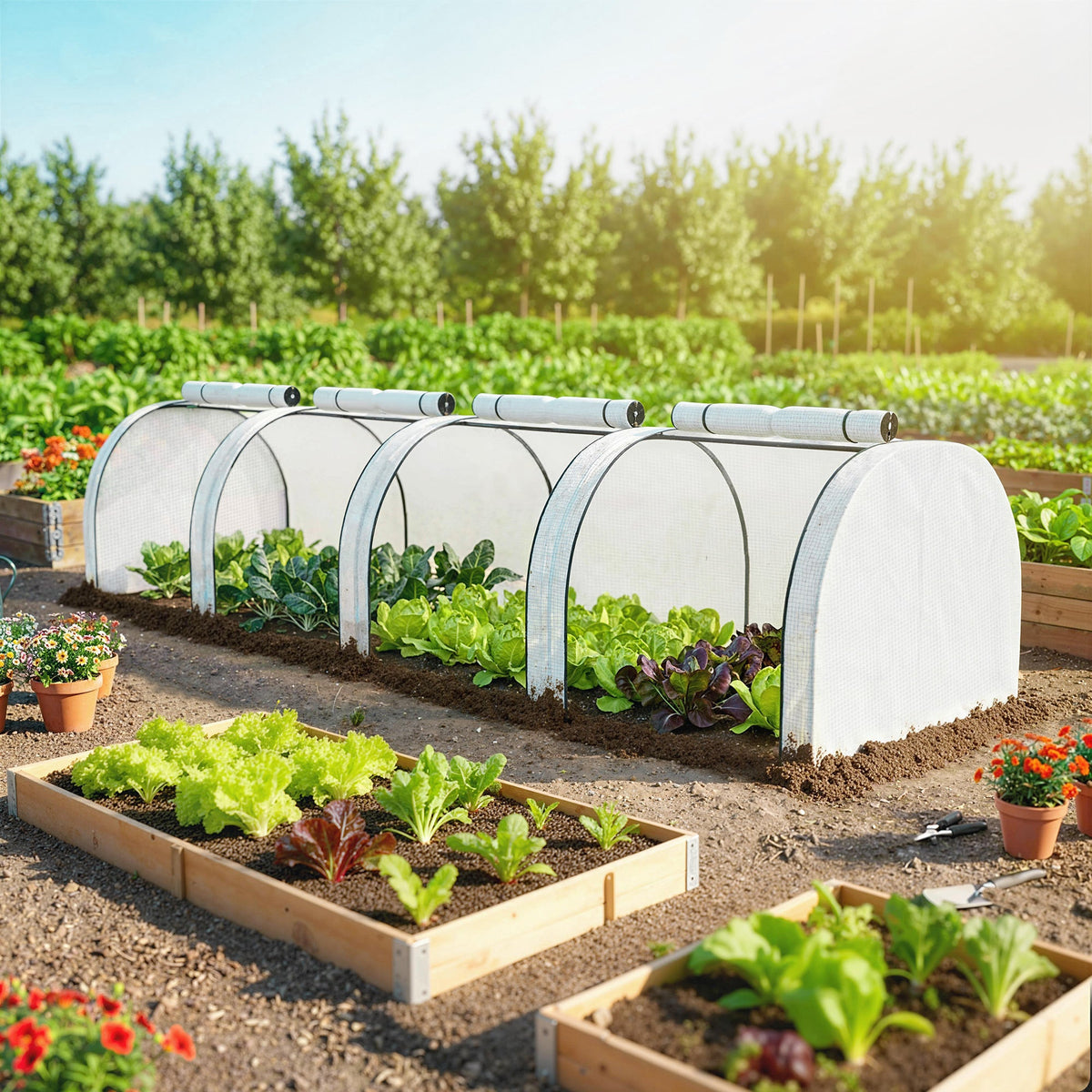 13' L x 3' W x 2.5' H Portable Tunnel Greenhouse, White — product view 3