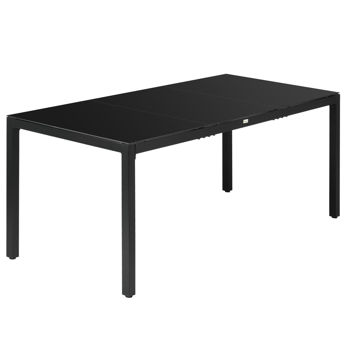 70.9" Rectangular Outdoor Dining Table with Tempered Glass Top, Black — product view 2