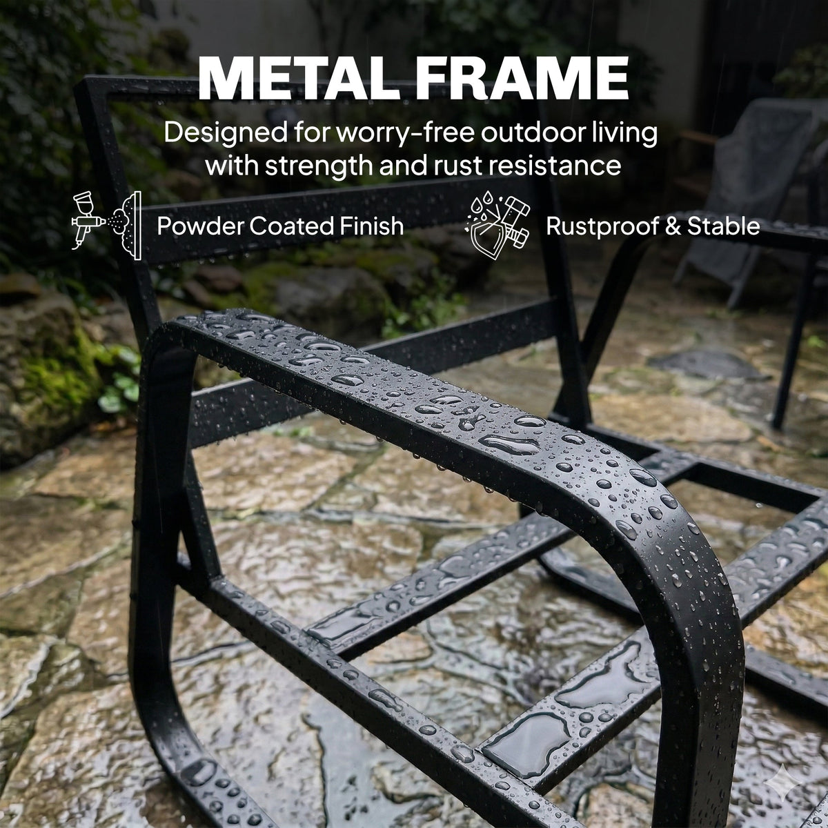 4-Piece Outdoor Sofa Set with Loveseat & 2 Chairs, Coffee Table, Black — product view 7