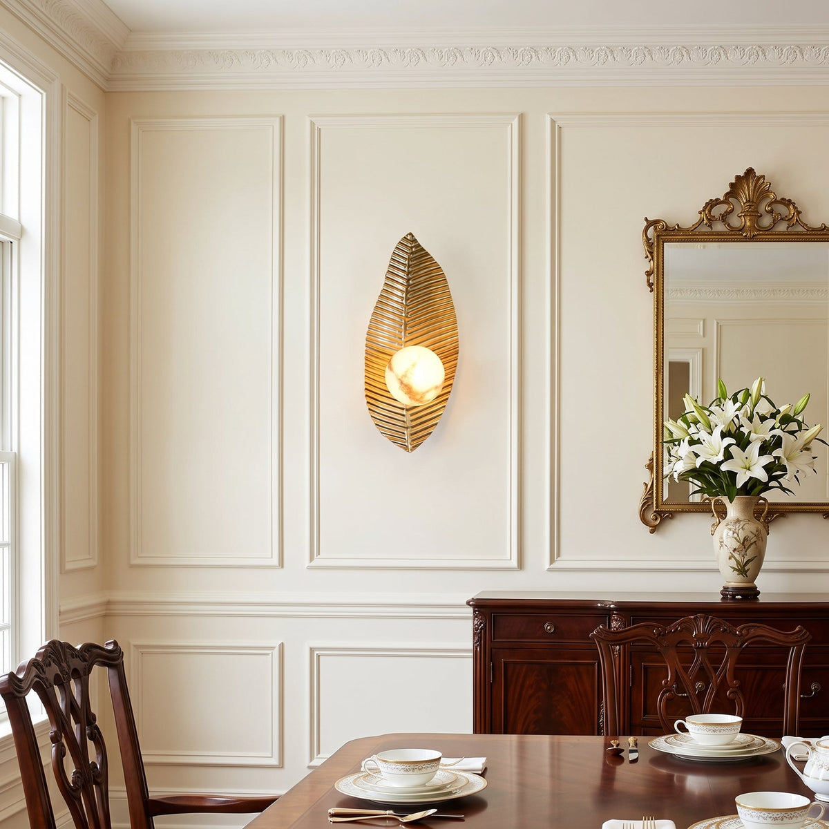 Isolina Leaf Alabaster Wall Sconce — product view 3