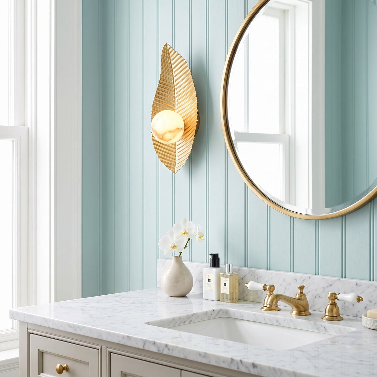 Isolina Leaf Alabaster Wall Sconce — product view 7