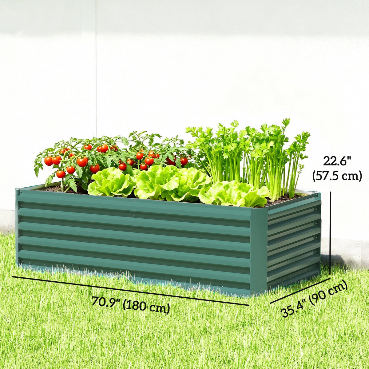 6' x 3' x 2' Galvanized Raised Garden Bed for Vegetables, Dark Green — product view 5