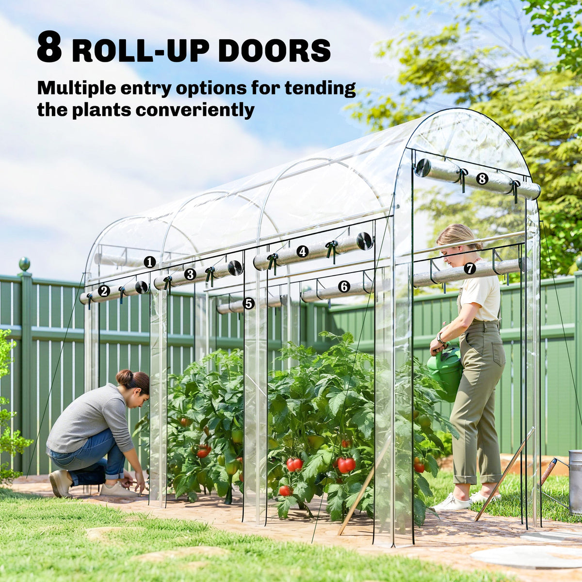 10' x 3' x 6.5' Walk-in Tunnel Greenhouse, Clear — product view 6