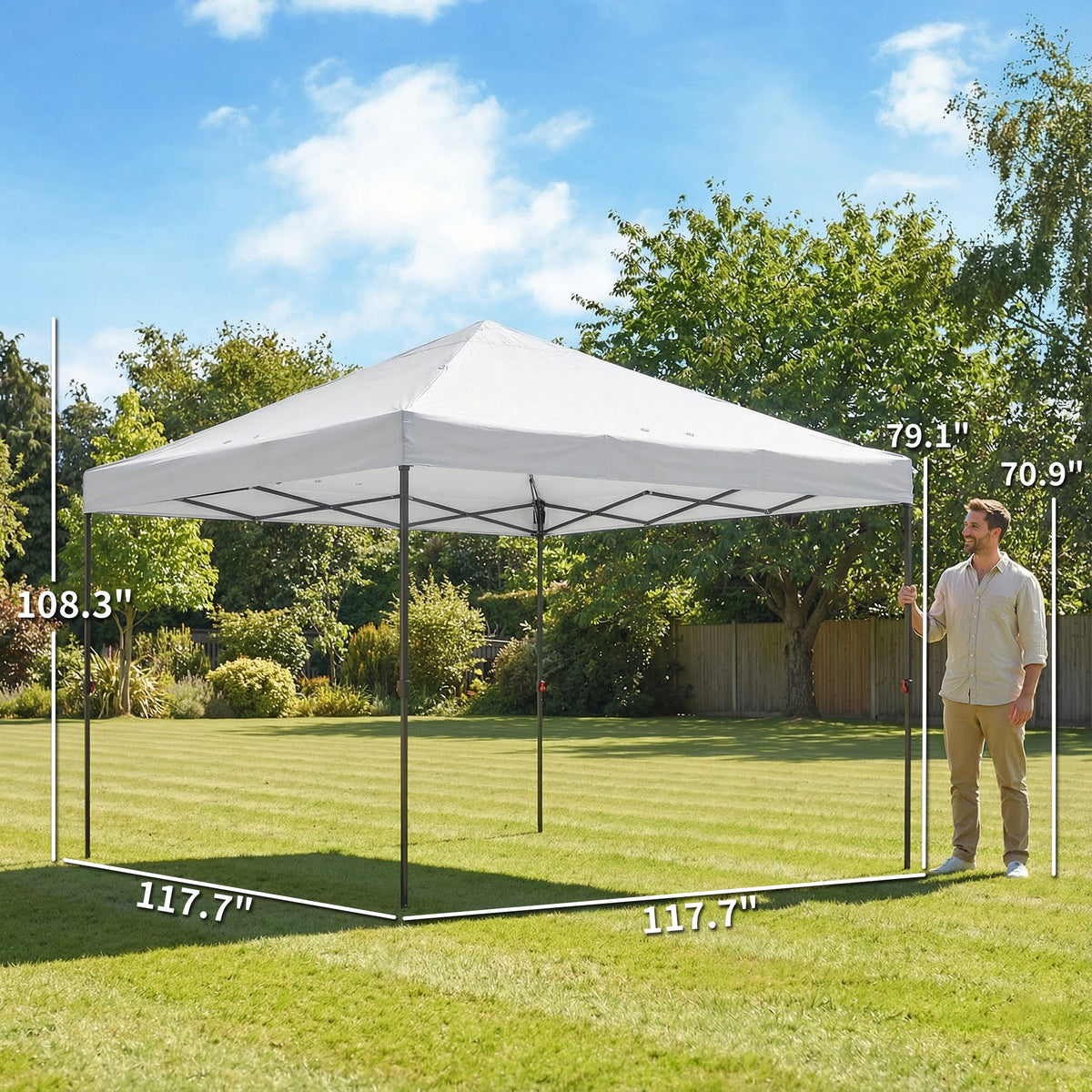 10' x 10' Pop Up Canopy Tent with Wheeled Carry Bag, White — product view 5