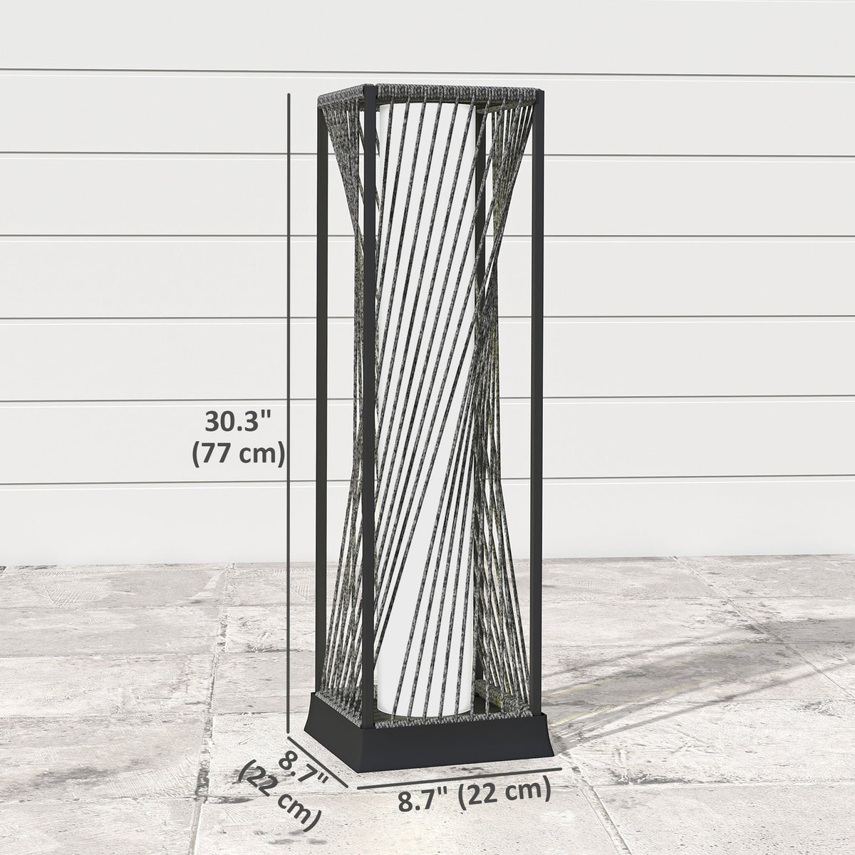 Rattan Solar Floor Lamp with Auto On/Off LED Lights, Grey — product view 5