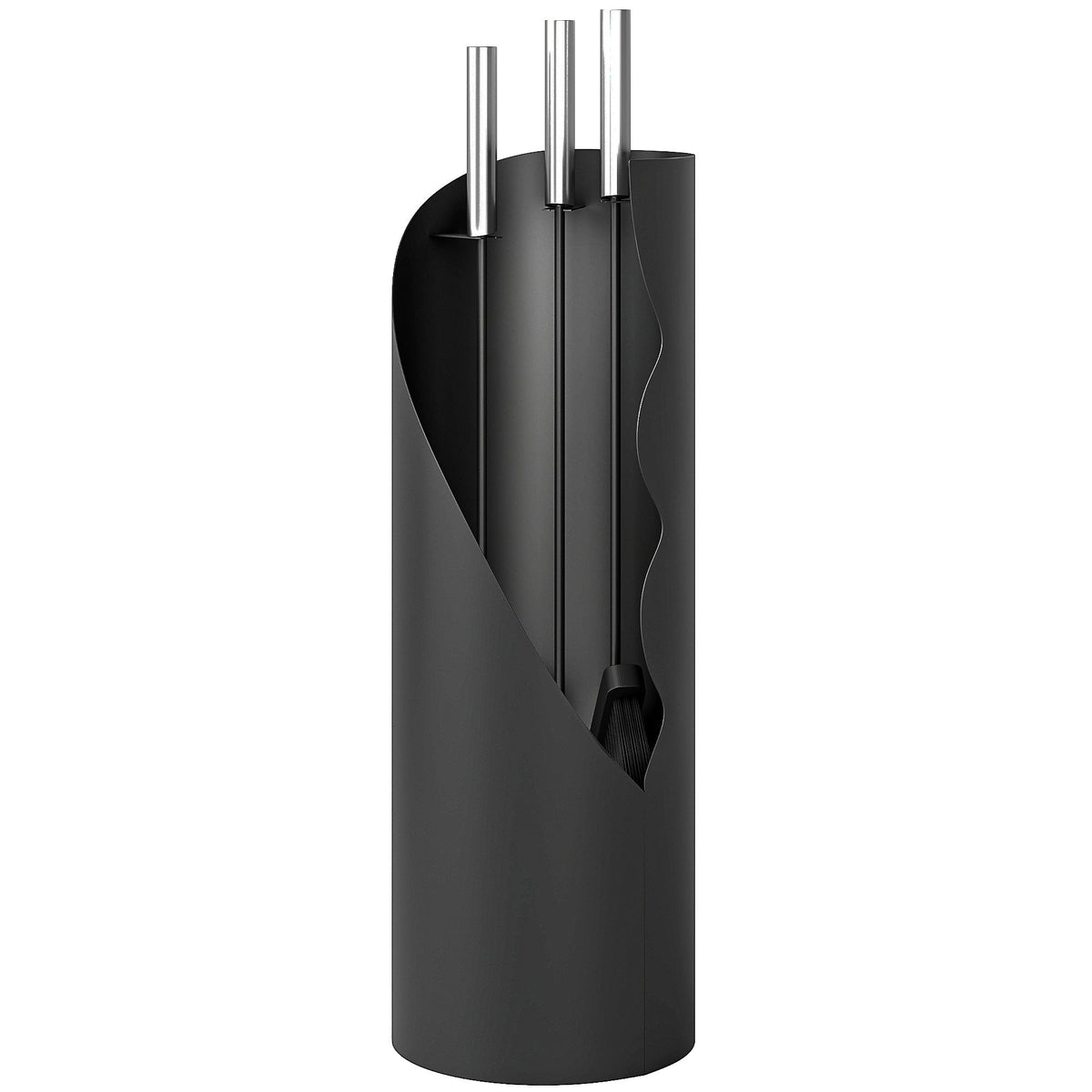 4 Piece Fireplace Companion Set with Bucket, Broom, Shovel & Poker, Silver — product view 2