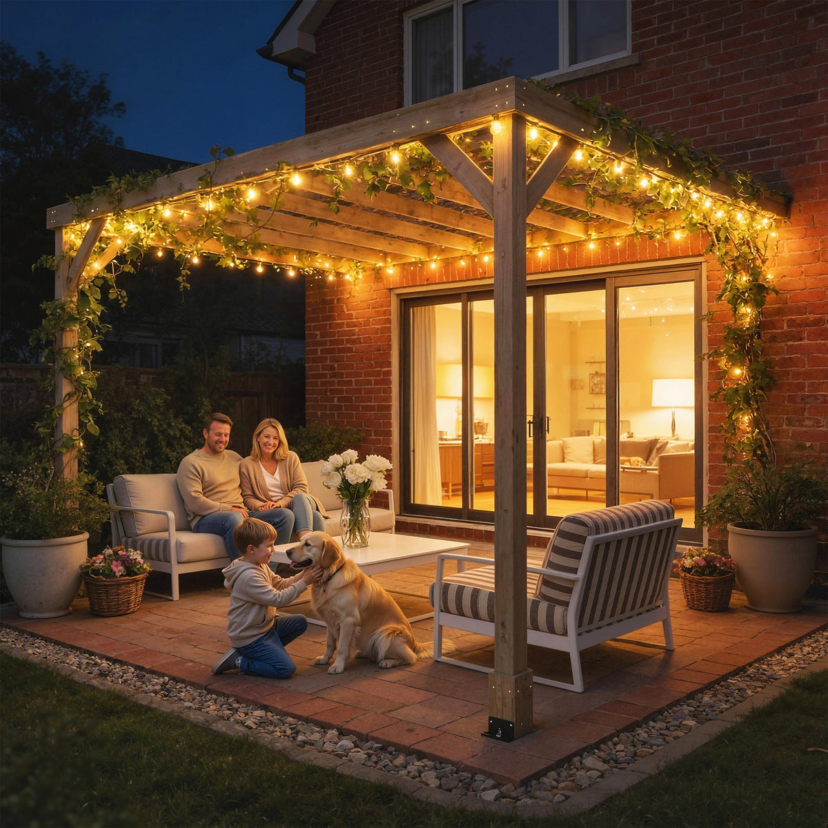 PerArbor 3 x 3 m Lean-To Wooden Pergola Kit, Light Brown — product view 3