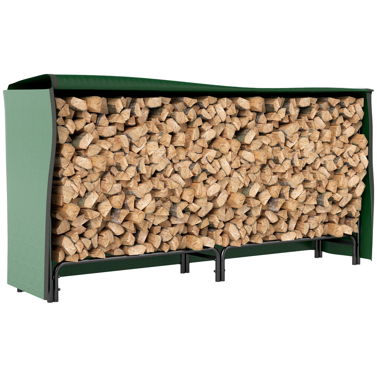 Heavy-Duty Firewood Rack with Waterproof Cover in Dark Green, 78.7" x 14.2" x 39" — product view 1