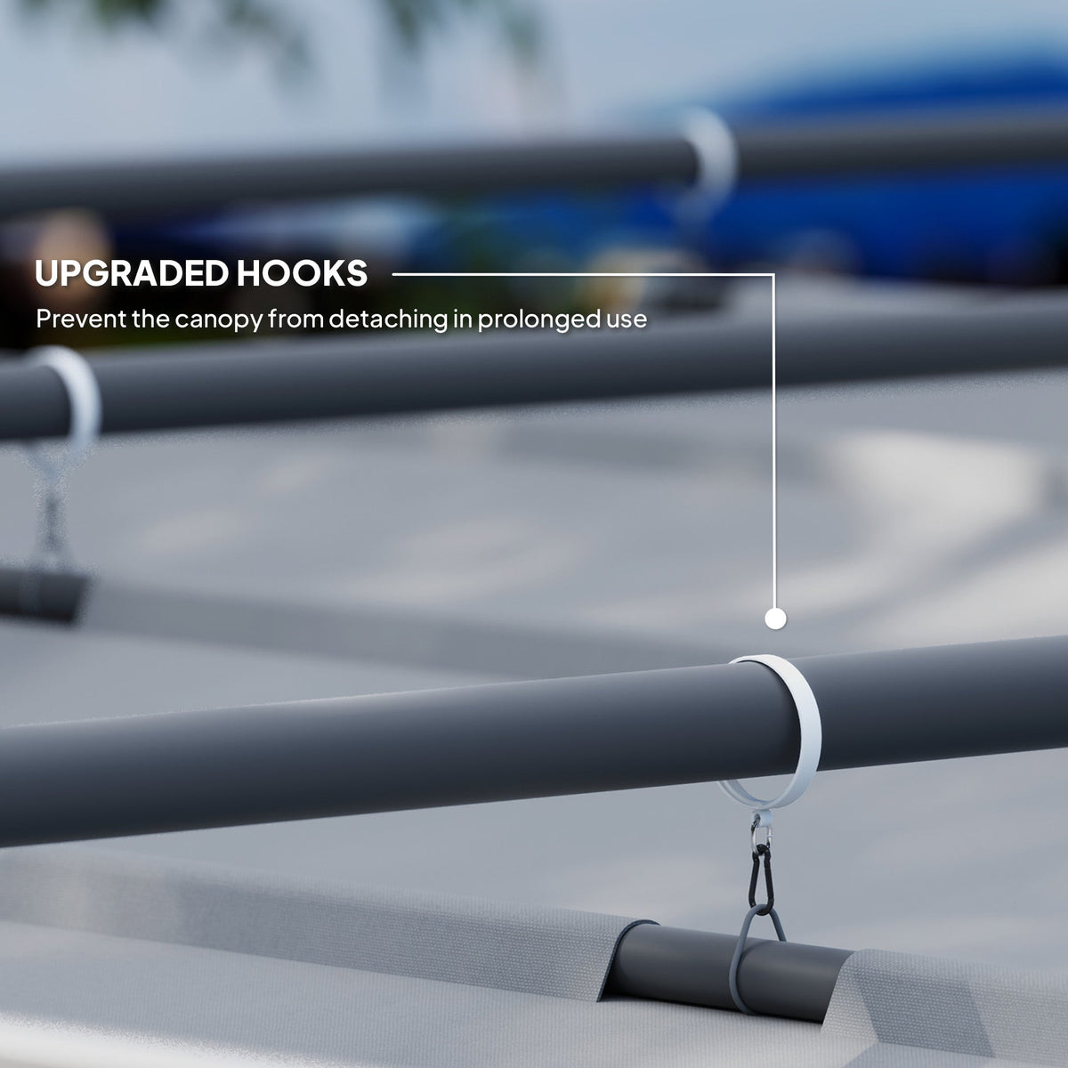 3 x 3m Garden Pergola with Retractable Roof & Magnetic Fixing, Grey — product view 7
