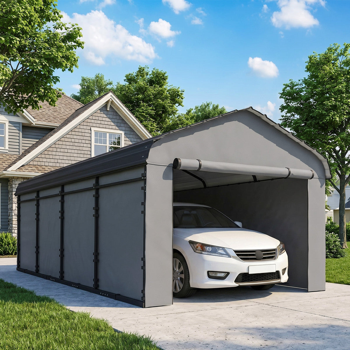 Onward 12' x 20' Heavy Duty Metal Carport with Galvanized Roof & Removable Sidewalls — product view 3