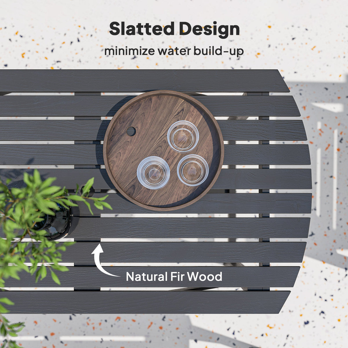 5 Piece Wooden Garden Dining Set for 6 with Umbrella Hole Table, Grey — product view 7