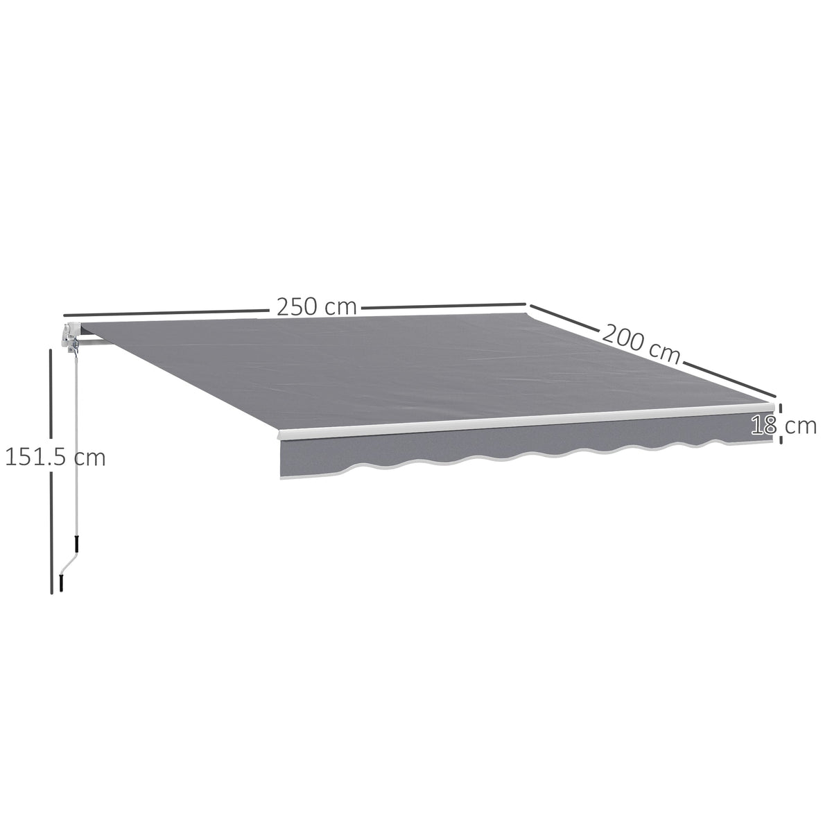 2.5 x 2m Retractable Awning with Aluminium Frame & Crank, Dark Grey — product view 5