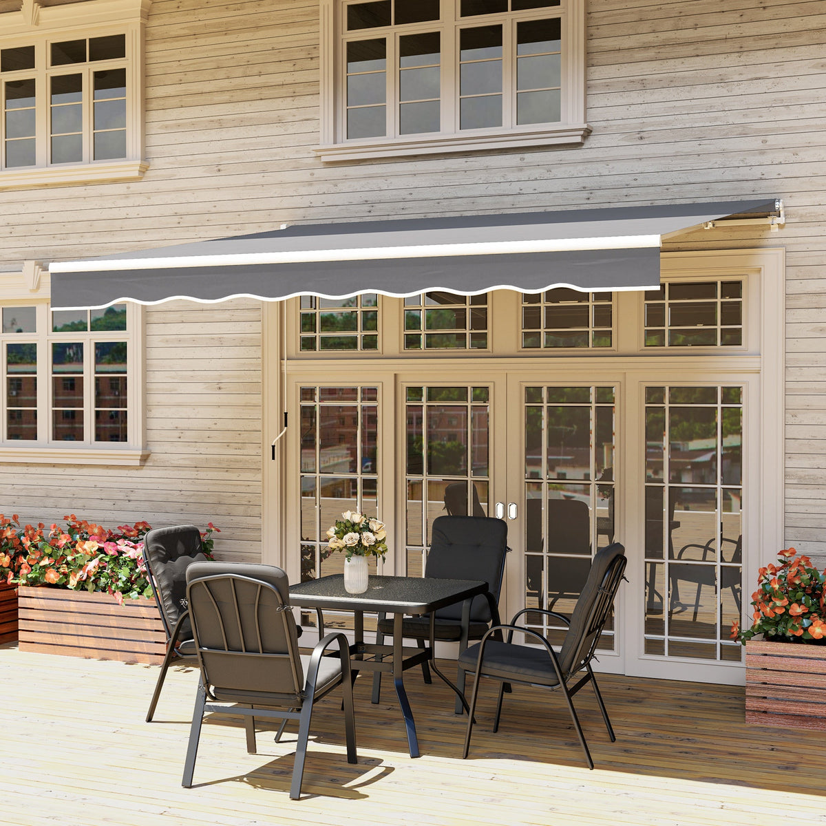 2.5 x 2m Retractable Awning with Aluminium Frame & Crank, Dark Grey — product view 4