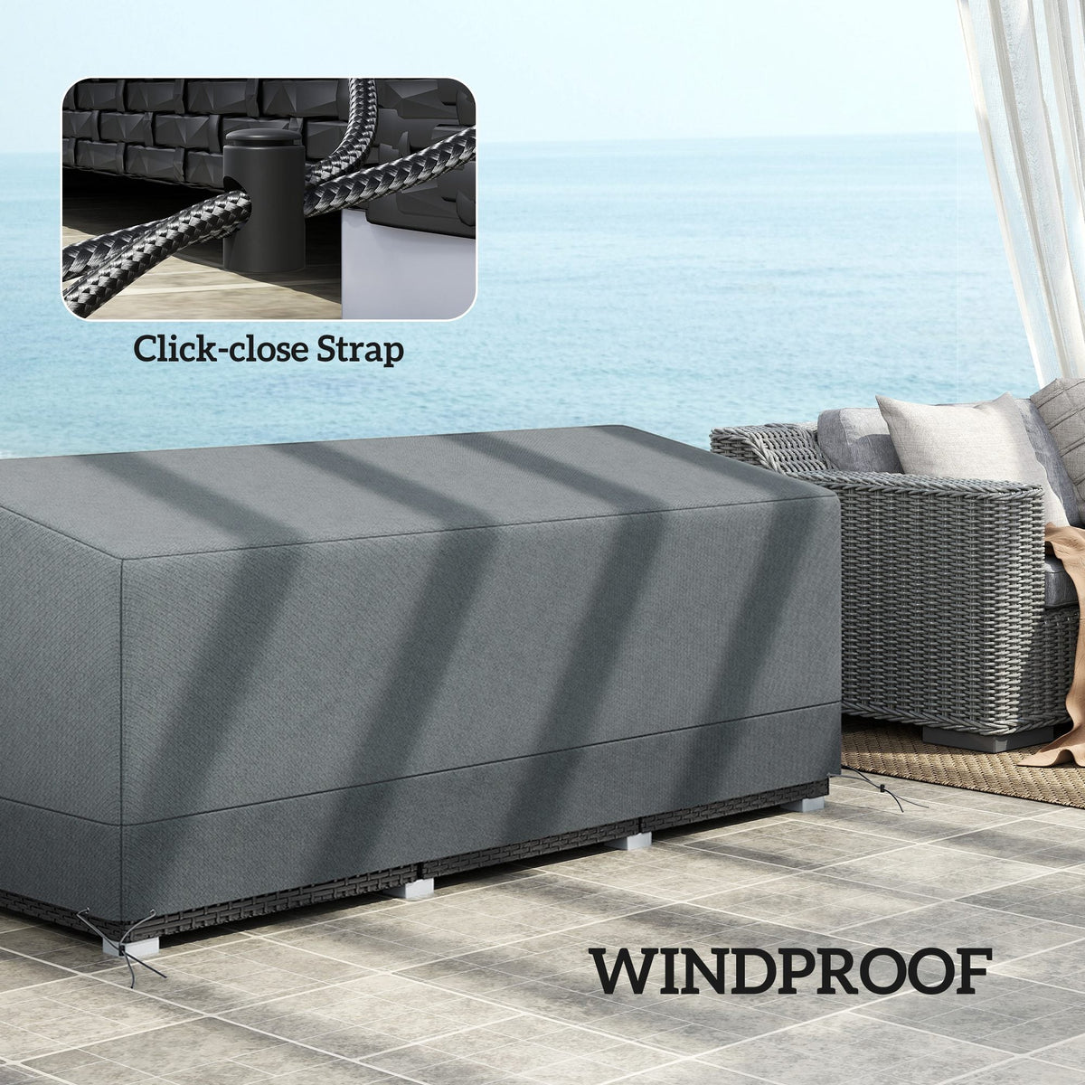 75" x 28.3" x 29.9" Waterproof Patio Sofa Cover, Grey — product view 7