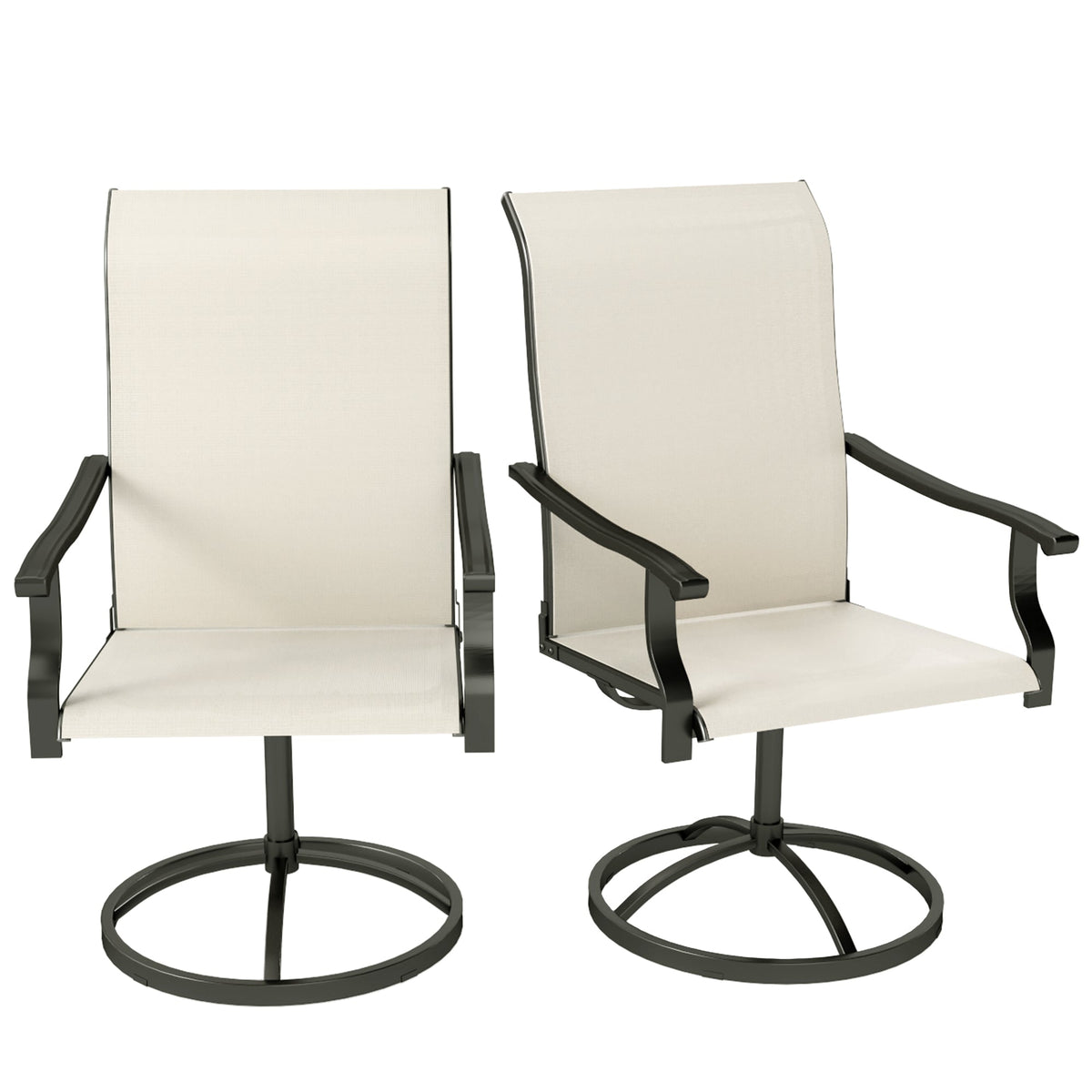 2-Piece Outdoor Patio Swivel Chairs, Beige — product view 2