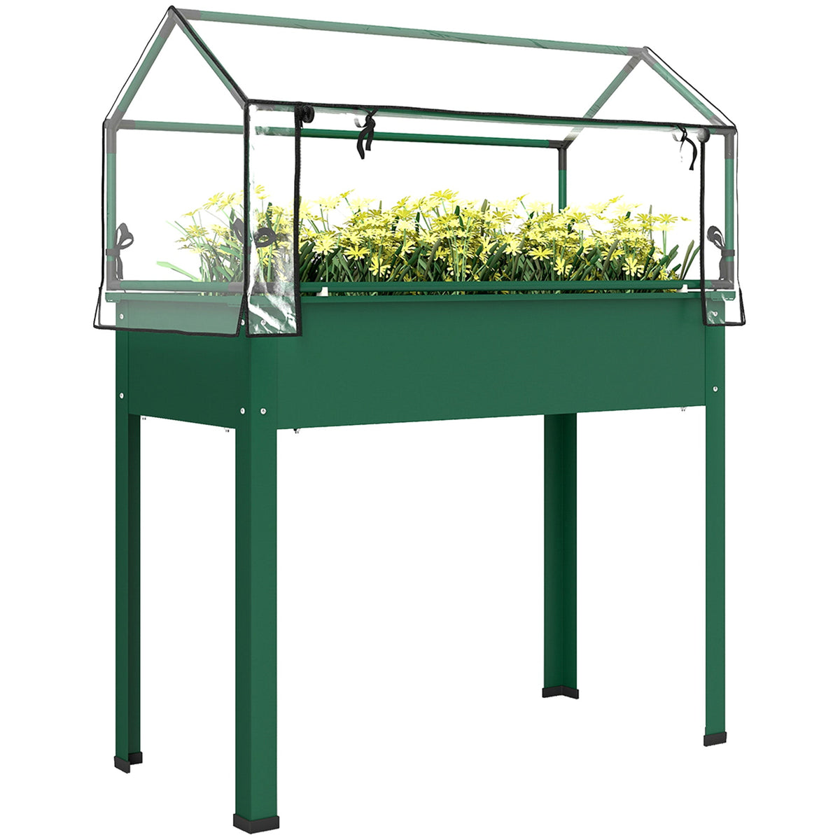 39.4" x 18.9" x 48.8" Raised Garden Bed with Cover, Green — product view 1