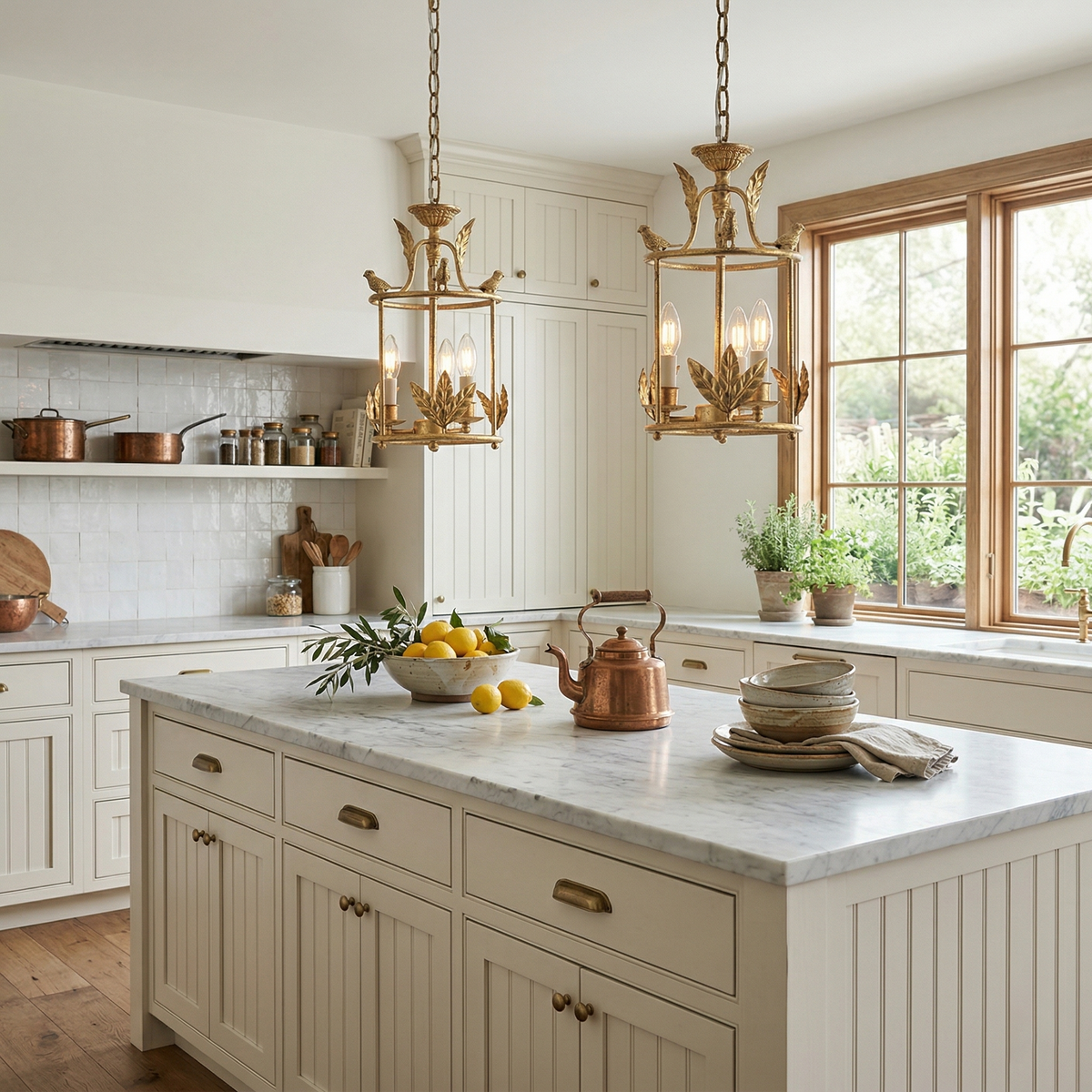 Brighton Lantern Pendant Lamp Geometric Metal Frame Glass LED Warm White Kitchen Dining — Brass Black — product view 6