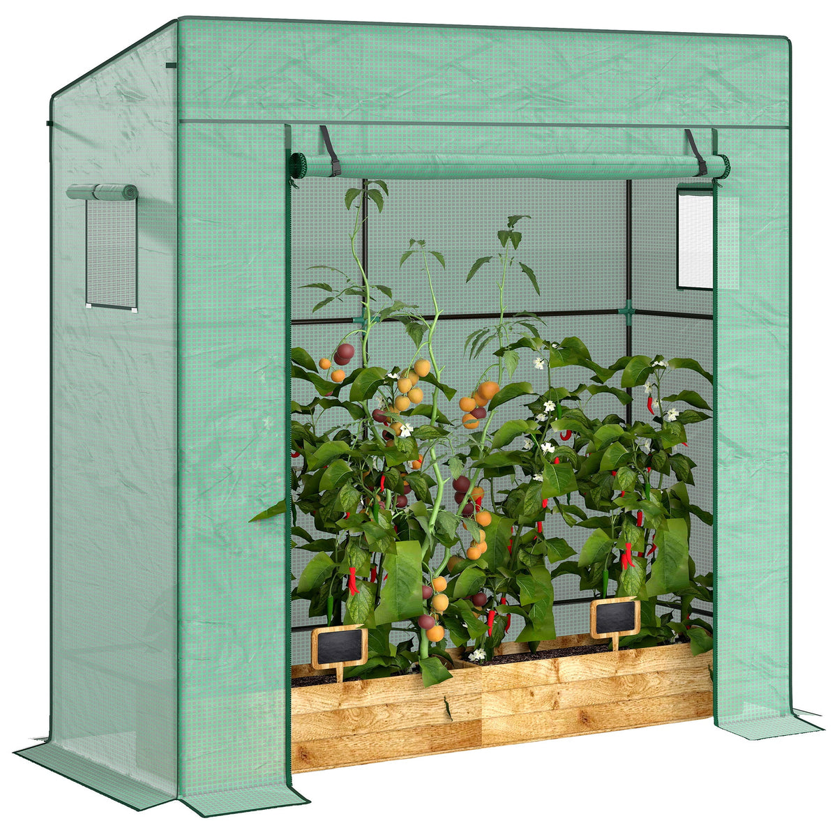77.2" x 30.3" x 77.6" Lean-to Tomato Greenhouse, Green — product view 1