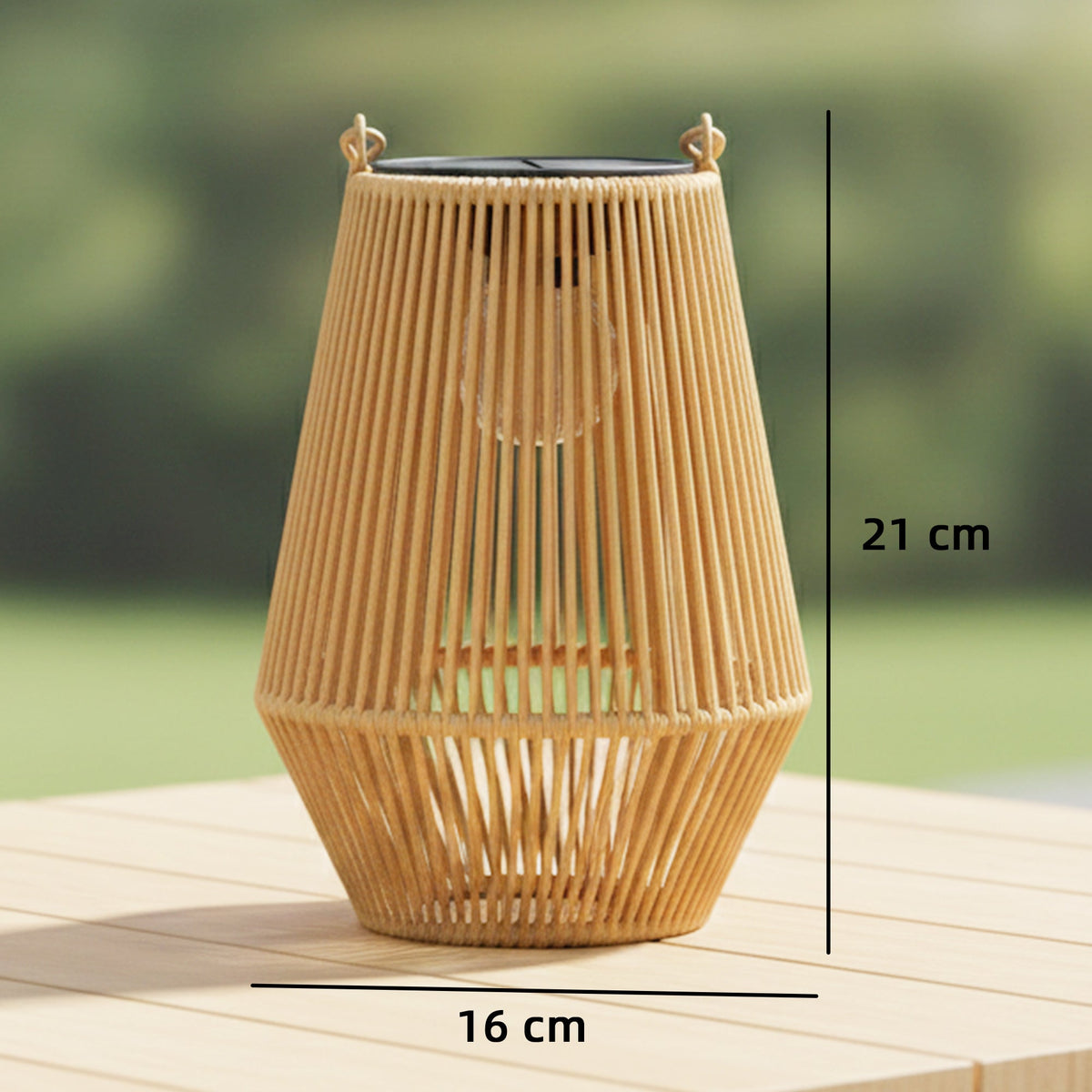 2 Pack Hanging Solar Rattan Lanterns with Auto On/Off, Brown — product view 5