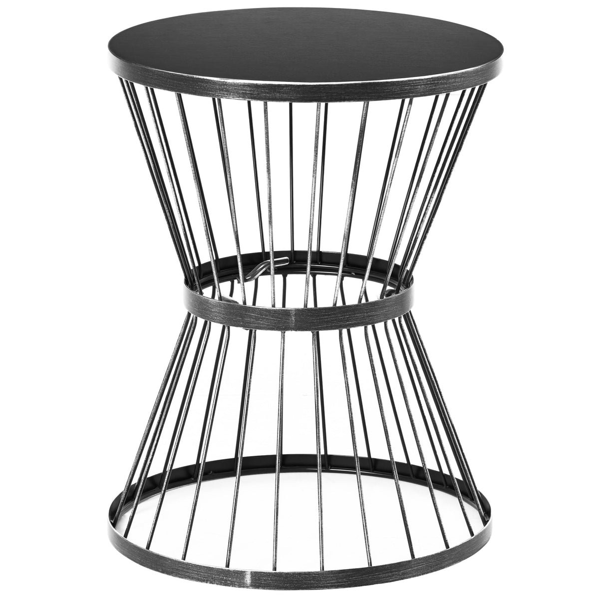 16" Steel Patio Side Table with Hourglass Design, Black — product view 1