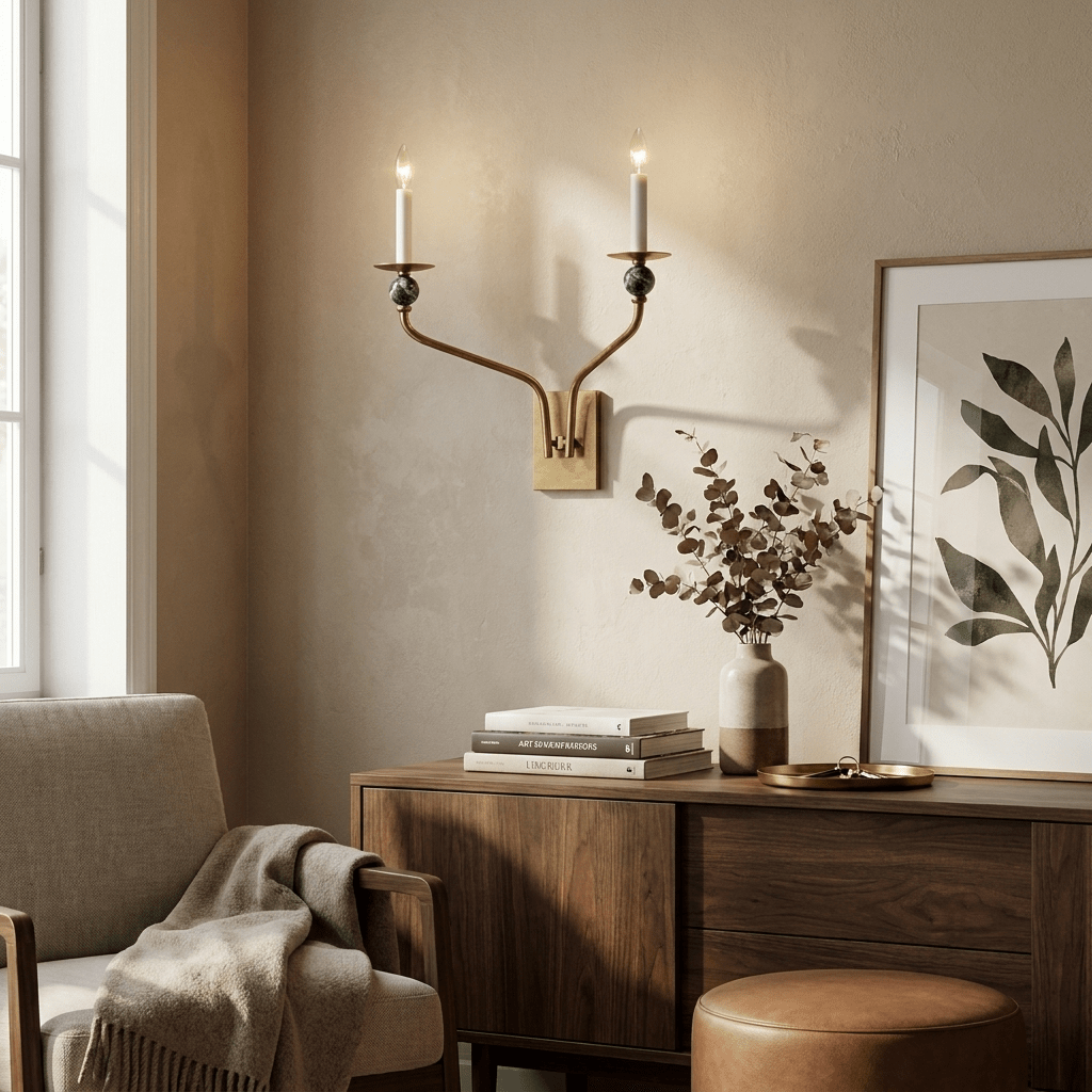 Laurel Branching Brass Sconce — product view 2