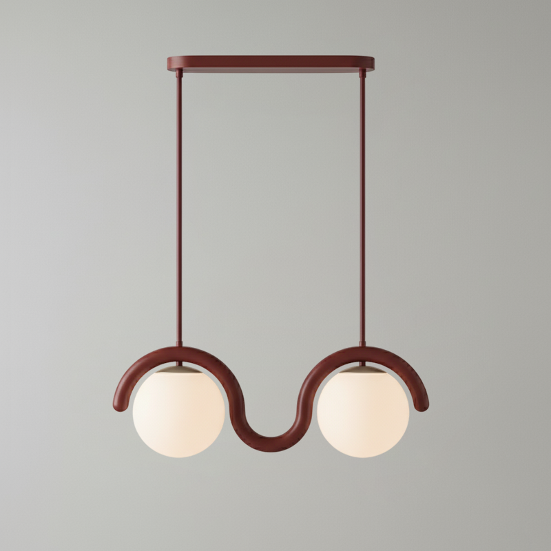 Uveta Linear Chandelier Red&Silver — product view 6