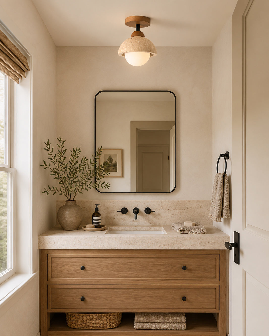 Linnton Travertine Semi-Flush Mount — product view 5
