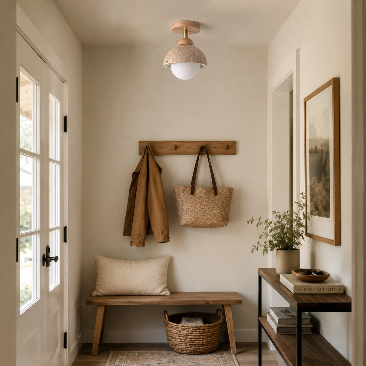 Linnton Travertine Semi-Flush Mount — product view 3