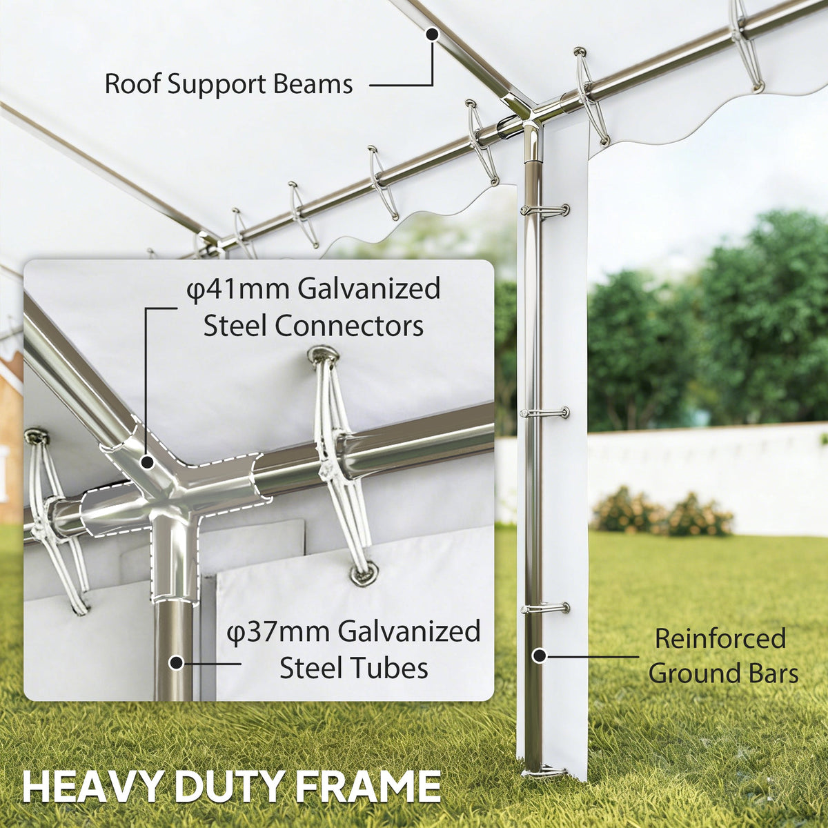 20' x 40' Heavy Duty Party Tent and Carport with Sidewalls, White — product view 6
