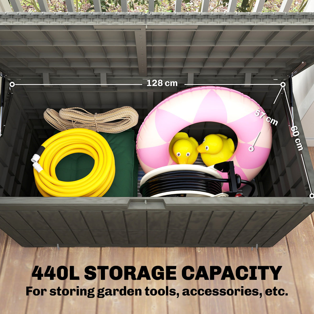 440L Garden Storage Box with Lockable Lid and Gas Rods — product view 7