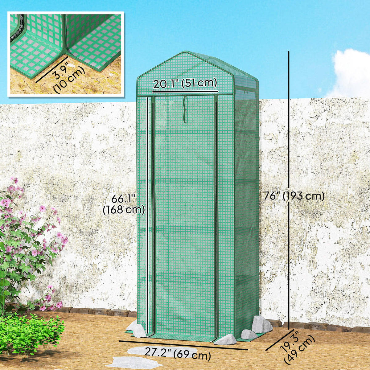 5 Tier Mini Greenhouse with Shelf Clips, 27.25" x 19.25" x 76", Green — product view 5