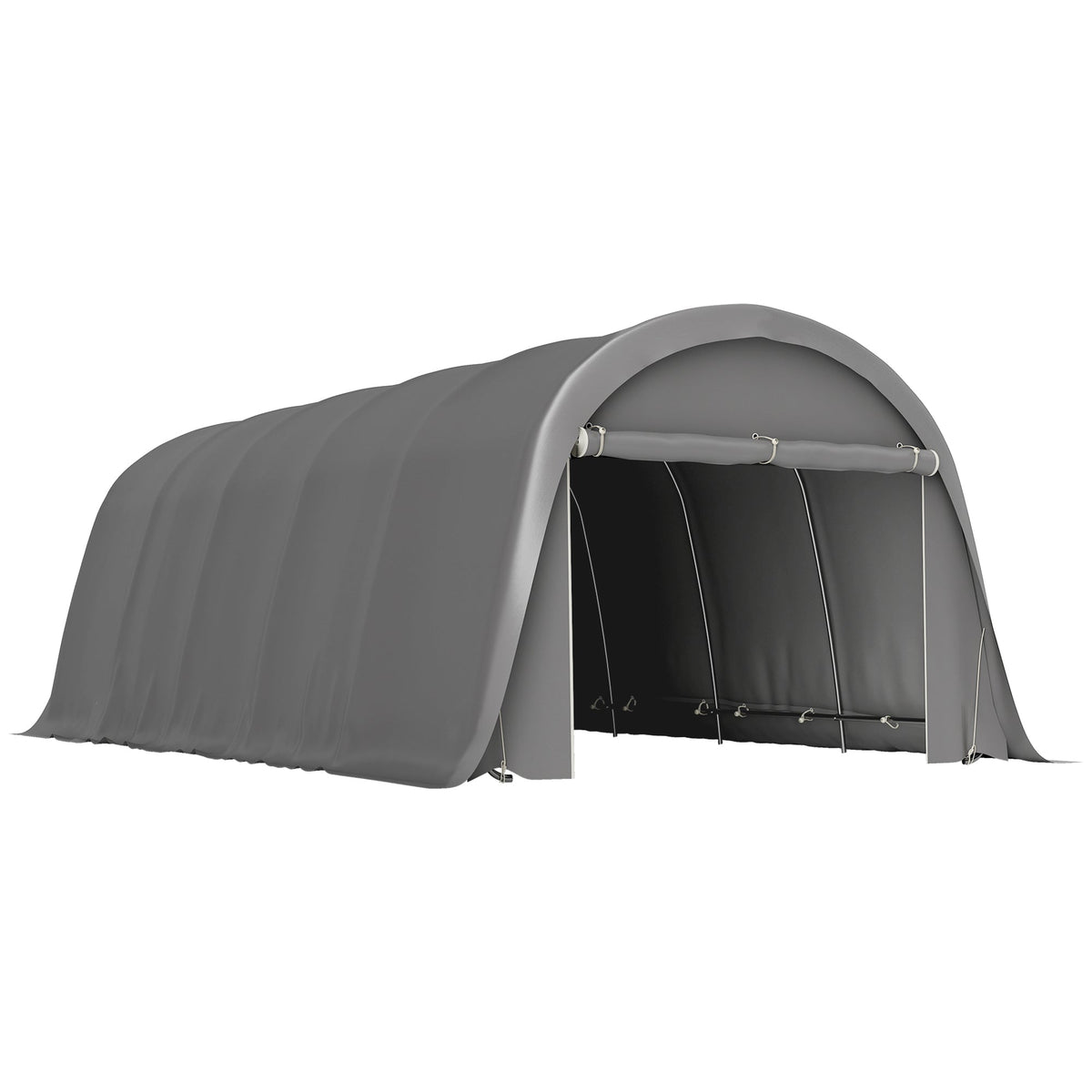 12' x 23.6' Heavy Duty Carport with Roll-Up Door, Dark Gray — product view 1